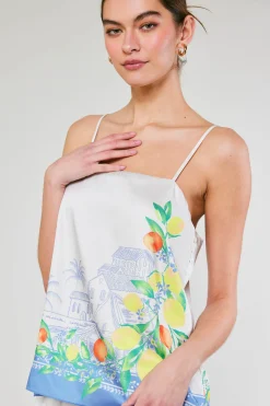 Sleeveless Tops-Current Air Tuscan Citrus Cami BLUELEMONGARDEN