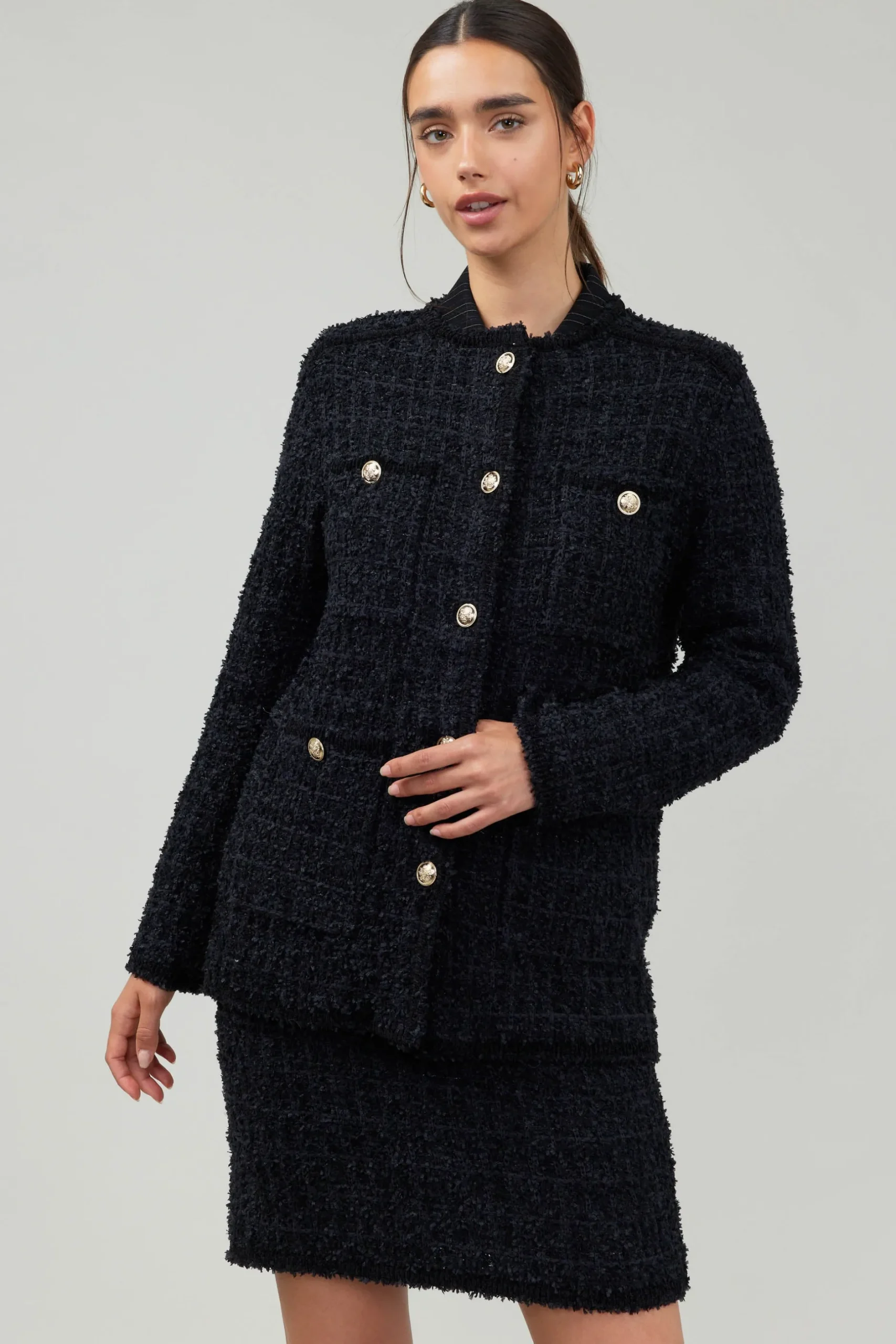 Coats & Jackets-Current Air Tweed Jacket BLACK