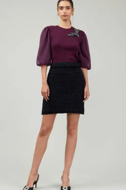 Skirts-Current Air Tweed Mini Skirt BLACK