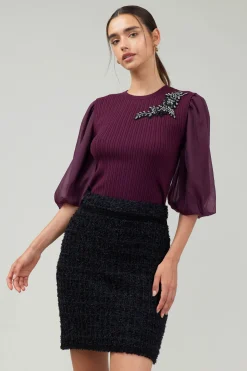 Skirts-Current Air Tweed Mini Skirt BLACK