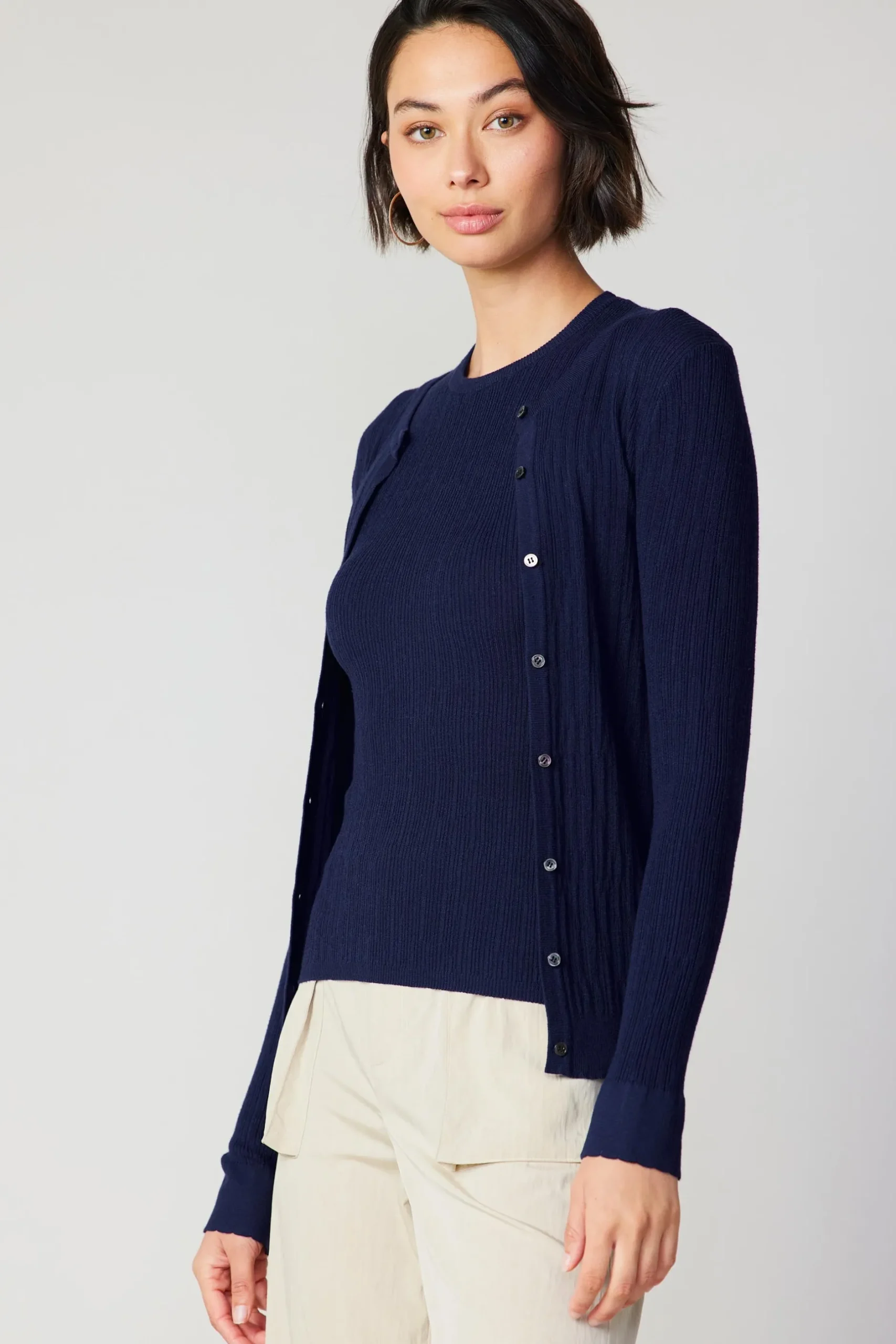 Cardigans-Current Air Two Piece Cardigan Set NAVY