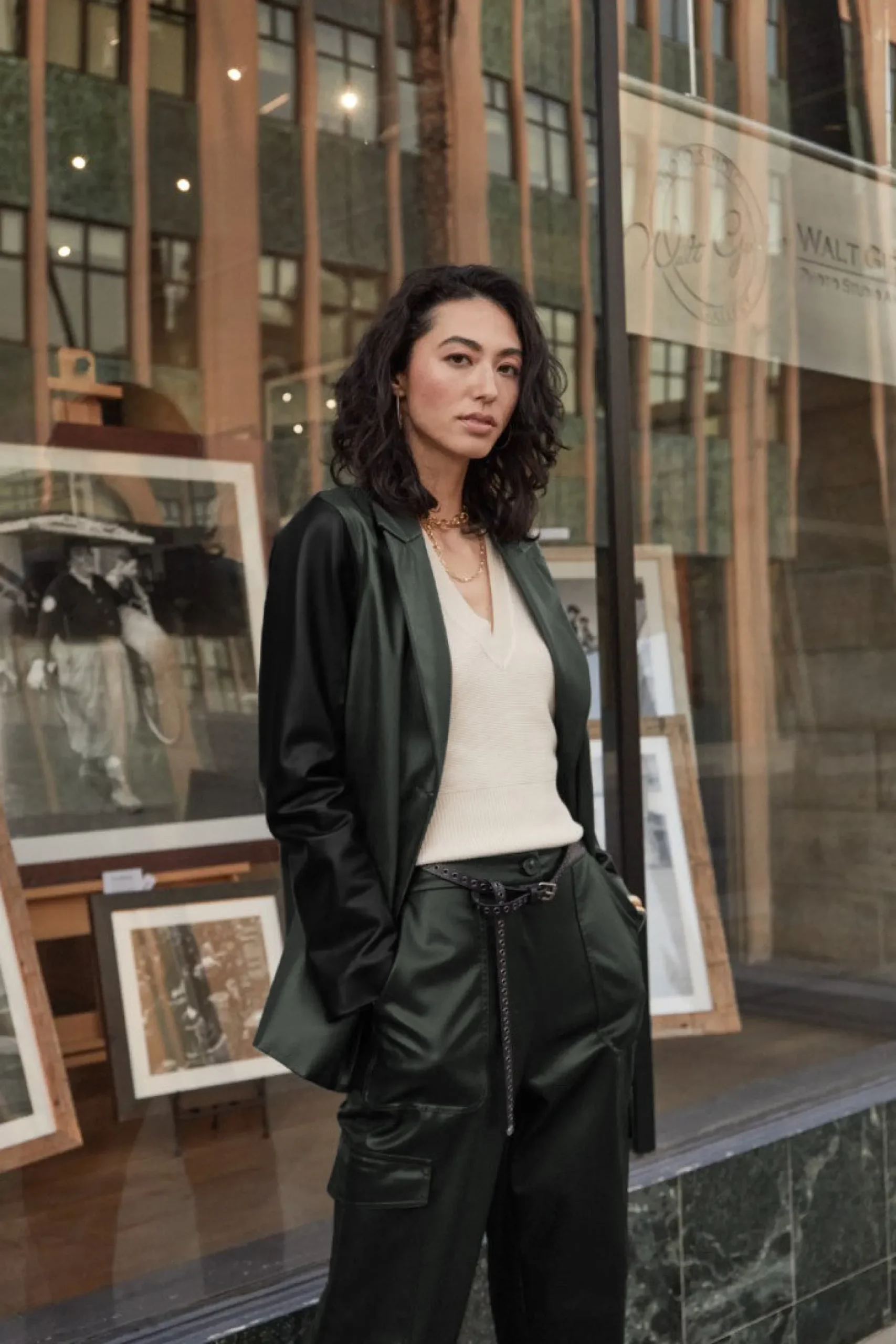 Coats & Jackets-Current Air Two Tone Vegan Leather Jacket DARKGREEN