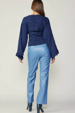 Pants-Current Air Vegan Leather Straight Pant TRANQUILBLUE