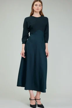 Knitwear|Midi Dresses-Current Air Vienna Knit Midi Dress FORESTGREEN