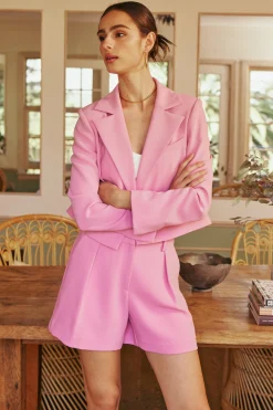 Coats & Jackets-Current Air Welt Pocket Cropped Blazer PINK