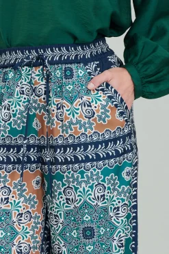 Pants-Current Air Wide Leg Bordered Pants GREENMLT