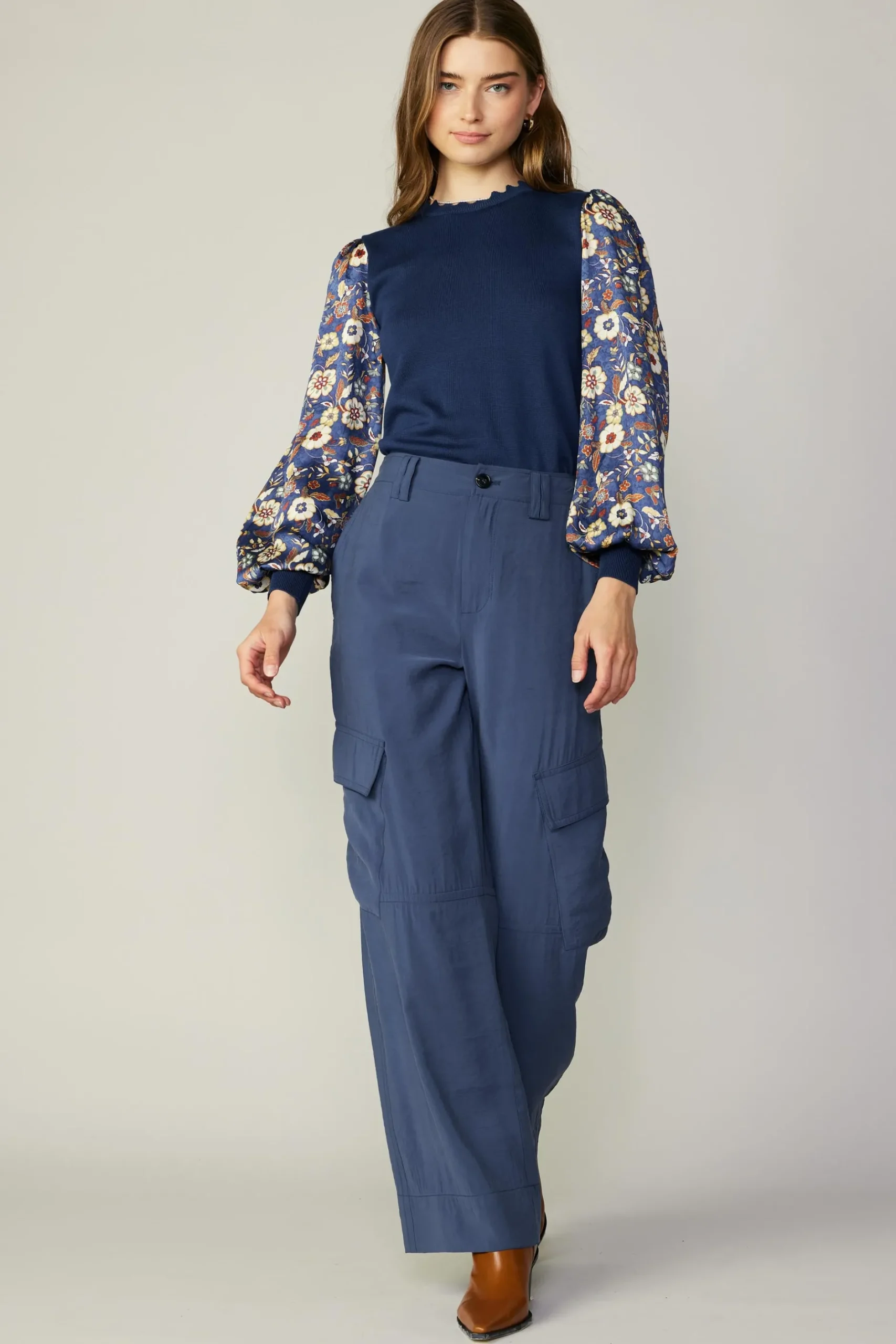 Pants-Current Air Wide Leg Cargo Pant SLATENAVY