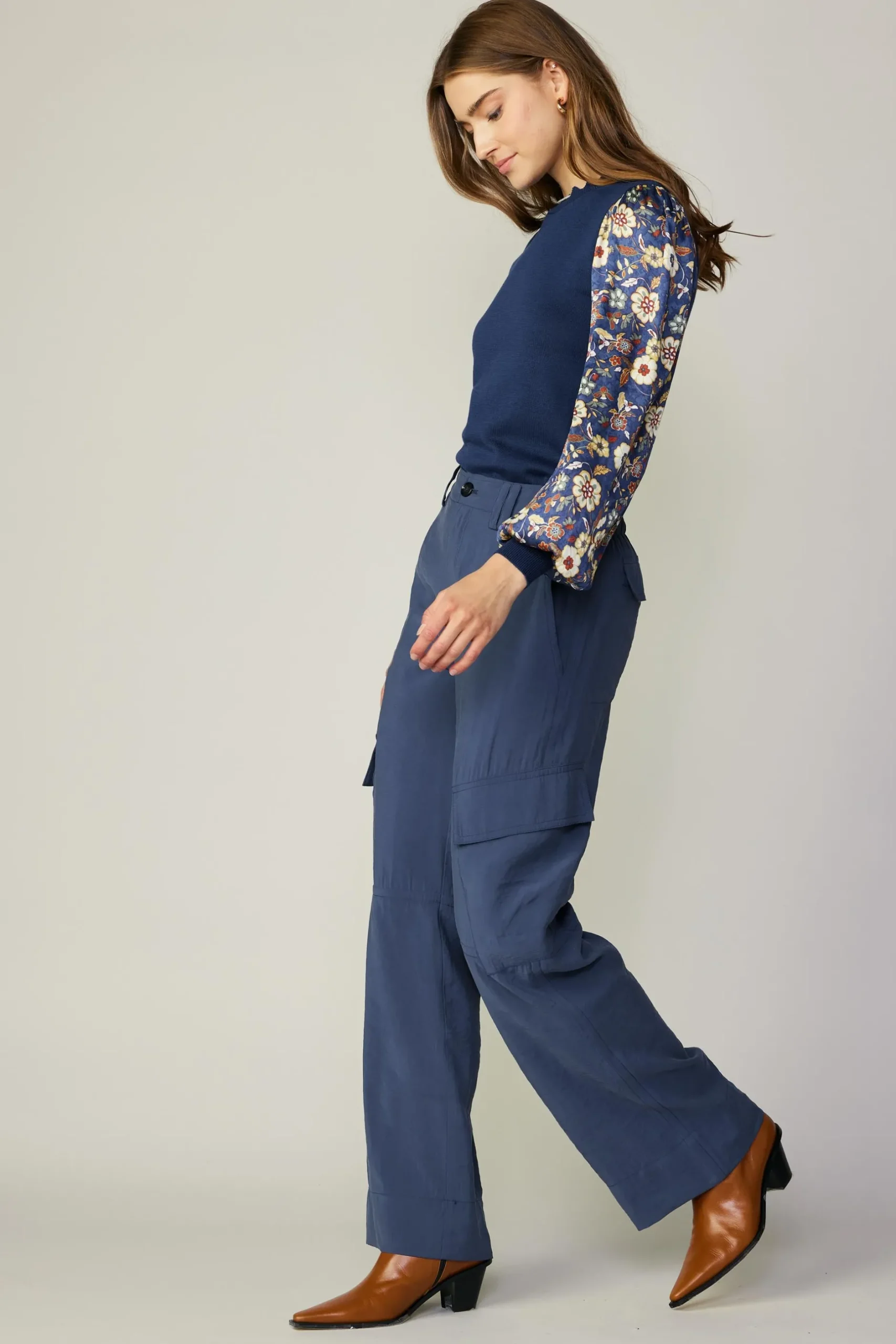 Pants-Current Air Wide Leg Cargo Pant SLATENAVY