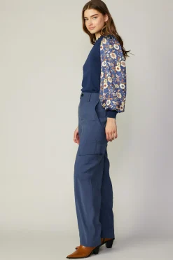 Pants-Current Air Wide Leg Cargo Pant SLATENAVY