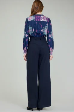 Pants-Current Air Wide Leg Trousers SLATENAVY
