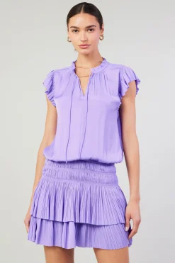 Mini Dresses-Current Air Zoey Pleated Mini Dress LAVENDER