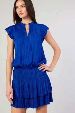 Mini Dresses-Current Air Zoey Pleated Mini Dress COBALT