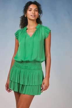 Mini Dresses-Current Air Zoey Pleated Mini Dress SPRINGGREEN