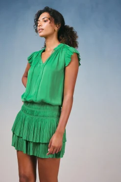 Mini Dresses-Current Air Zoey Pleated Mini Dress SPRINGGREEN