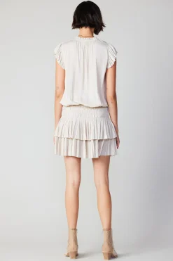 Mini Dresses-Current Air Zoey Pleated Skirt Mini Dress ECRU