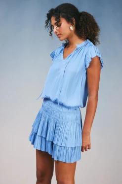 Mini Dresses-Current Air Zoey Pleated Skirt Mini Dress PERIWINKLEBLUE