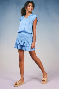 Mini Dresses-Current Air Zoey Pleated Skirt Mini Dress PERIWINKLEBLUE