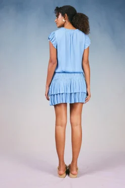 Mini Dresses-Current Air Zoey Pleated Skirt Mini Dress PERIWINKLEBLUE